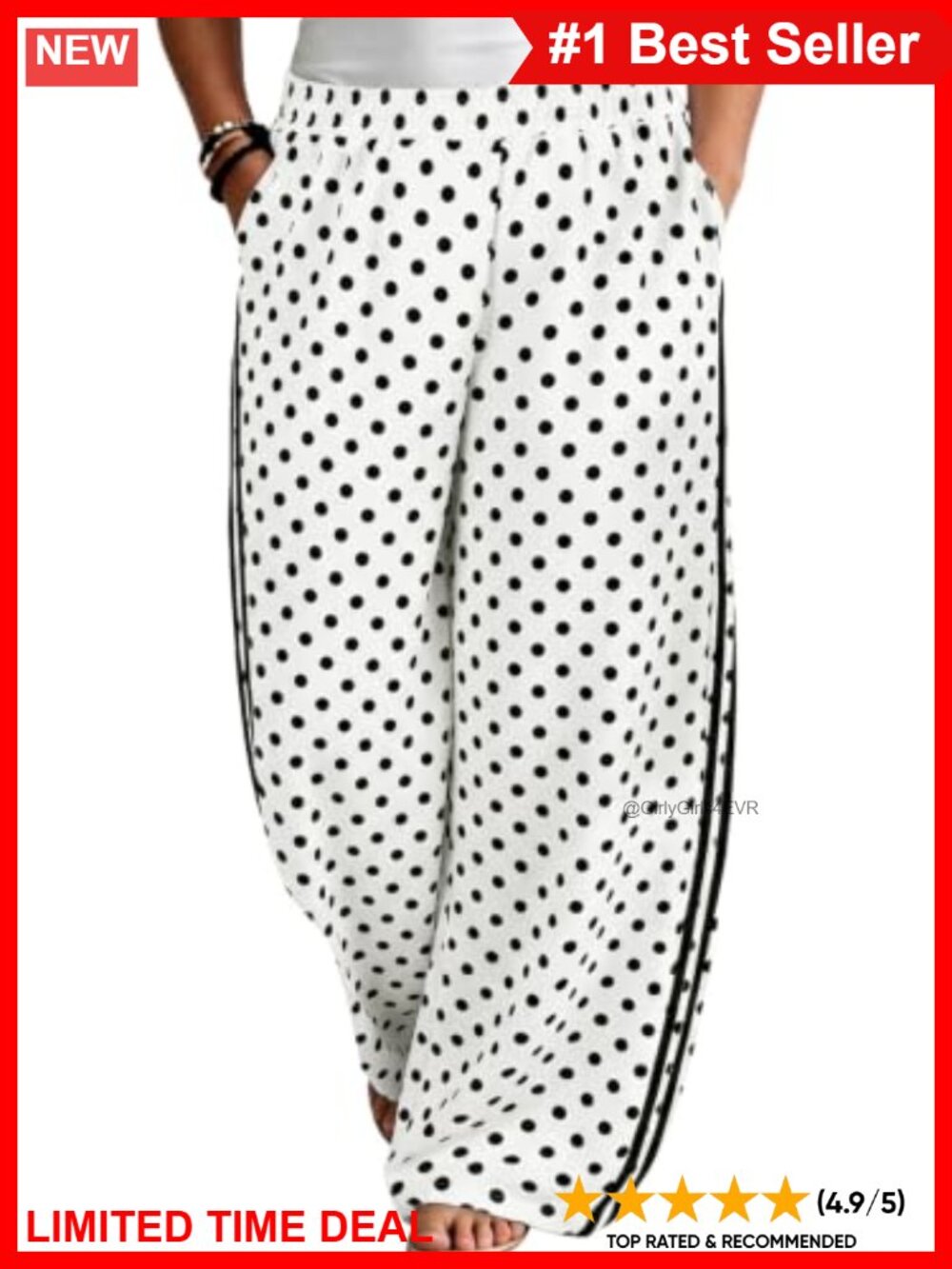 Plus Size Polka Dot Wide Leg Pants High Waist Lounge Palazzo Pajama Bottoms
